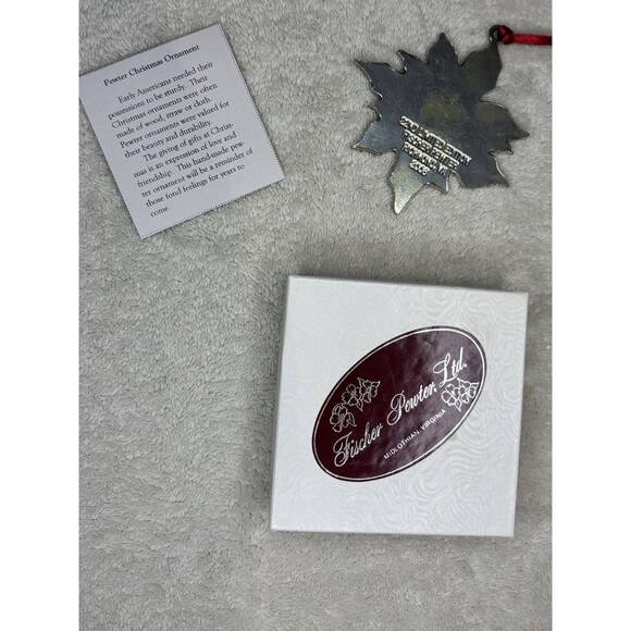 Fischer Pewter Poinsettia Ornament Richmond Va Christmas Tree Ornament Holiday - Picture 2 of 5